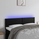 VidaXL Tăblie de pat cu LED, negru, 144x5x78/88 cm, piele ecologică