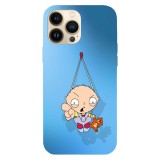 Husa compatibila cu Apple iPhone 15 Pro Max model Stewie Griffin Swing, Silicon, TPU, Viceversa, Transparent, Carcasa