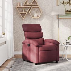 vidaXL Fotoliu rabatabil, roșu vin, material textil foto