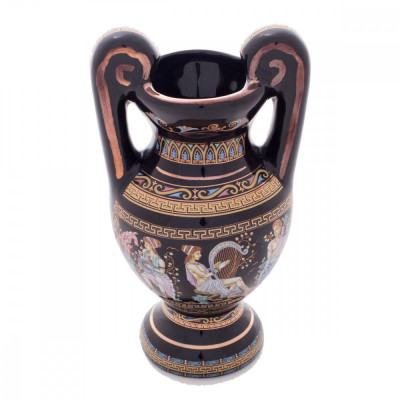 Vaza Greceasca Ceramica decorata cu Foita de Aur 24K 18cm COD: 454 foto