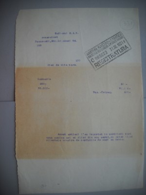 HOPCT DOCUMENT VECHI 331 MINISTERUL INDUSTRIEI COMERT EXTERIOR /BUCURESTI 1935 foto