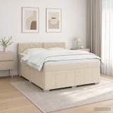 Cumpara ieftin Pat cu arcuri LED si saltea Crem 140 x 190 cm Tesatura