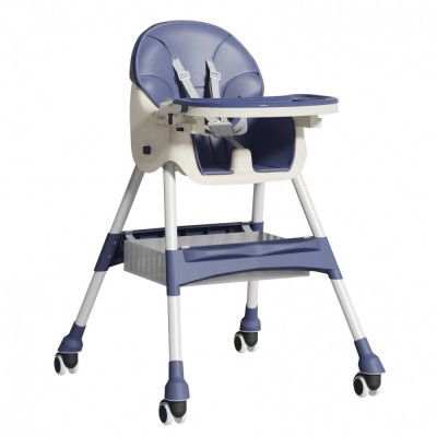 Scaun de masa pentru bebelusi si copii Flippy, cu roti, telescopic, pliabil, masuta reglabila, suport picioare, scaun invelis piele artificiala, centu foto