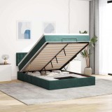 vidaXL Cadru de pat otoman cu saltea verde &icirc;nchis 140x200cm catifea 3311924