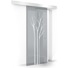Usa culisanta Boss &reg; model Peace alb, 60x215 cm, sticla gri 8 mm, glisanta in ambele directii