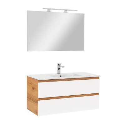 Mobilier complet de baie Vario Forte 100 stejar-alb foto