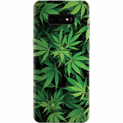 Husa silicon pentru Samsung Galaxy S10 Lite, Green Leaf Pattern foto