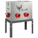 PawHut Automat hrănire găini 18 kg capacitate cu capac cu &icirc;nchidere picioare reglabile 6 deschideri 42,3x25x55,3 cm Argintiu | Aosom Romania
