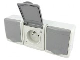 Conector Alimentare AC 2P + PE 250V 16A Gri Murale