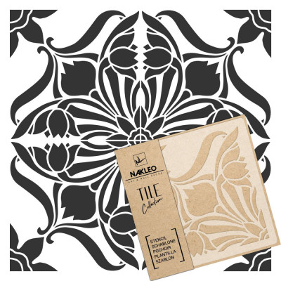Șablon de plastic reutilizabil pentru țiglă // ART NOUVEAU FLOARE #5 - 45x45cm foto