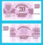 Letonia (Latvia) (p#39) 20 Ruble 1992 UNC 'A 2-a emisiune'; (ROG CITITI DETALIILE!)