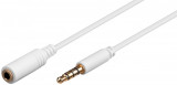 Cablu prelungitor 3m AUX casti 4-pin JACK 3.5 mm STEREO aurit mama-tata AWG28 cupru alb Goobay 62363