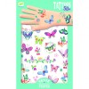 Tatuaje Temporare Fluturi cu Sclipici Djeco, Set 2 Foi, Non-Alergice, Fete 3+ Ani, Multicolor