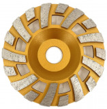 Disc Cupa Diamantata Cu Dinti Alternativi Pentru Slefuire Rapida De Beton Si Abrazive 125 Mm X 22,2 Mm Premium