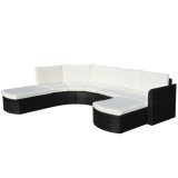 Cumpara ieftin Gossi set mobilier de gradina cu perne, 4 piese, negru, poliratan