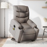 vidaXL Fotoliu electric masaj rabatabil cu ridicare, gri taupe, textil