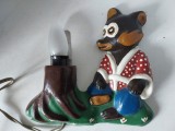 Lampa vintage de fonta, cu ursulet, functionala, 23cm x 24cm, aplica pe perete, URSS anii 70