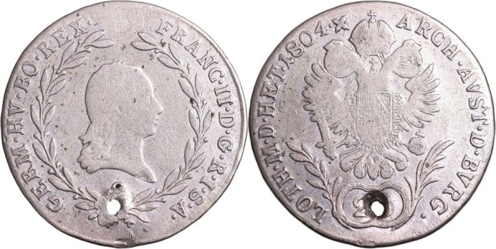 1804 - G - 20 kreuzer - Francis II - Imperiul Austriac