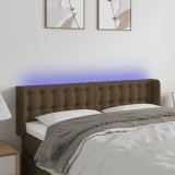 VidaXL Tăblie de pat cu LED, maro &icirc;nchis, 147x16x78/88 cm, textil