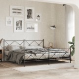 VidaXL Cadru pat metalic cu tăblii de cap/picioare, negru, 200x200 cm