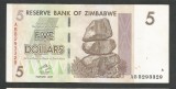 ZIMBABWE 5 DOLARI DOLLARS 2007 [5] P-66 , a UNC