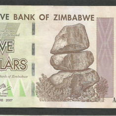 ZIMBABWE 5 DOLARI DOLLARS 2007 [5] P-66 , a UNC