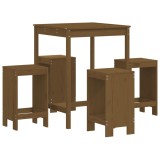 Set mobilier bar de gradina, 5 piese, maro miere lemn masiv pin