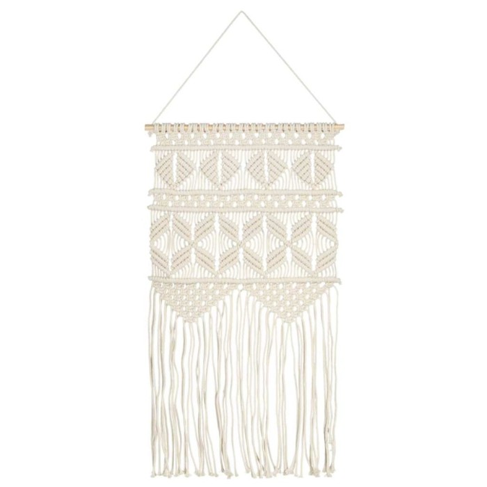 Cuier de perete macrame, 40x80, bumbac