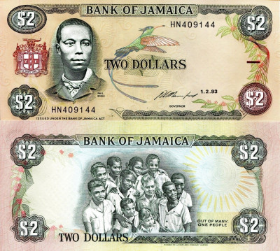 !!! JAMAICA - 2 DOLARI 1993 - P 69 e - UNC foto