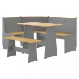 Set mobilier bucatarie &bdquo;REINE&rdquo;, 3piese, maro miere&amp;gri lemn pin