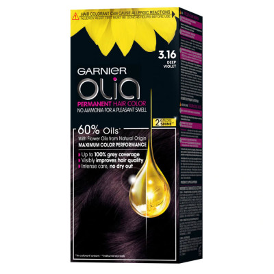 Vopsea de Par Permanenta Garnier Olia 3.16, Deep Violet, 110 ml, Fara Amoniac, Vopsea de Par, Vopsea de Par Permanenta, Vopsea de Par Garnier, Vopsea foto