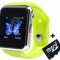 Smartwatch cu Telefon iUni A100i, LCD 1.54 Inch, BT, Camera, Verde + Card MicroSD 4GB Cadou