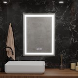 Oglinda LED dreptunghiulara 60x80 cm RADIANTE, touch dimabila, cu dezaburire