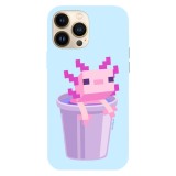 Husa compatibila cu Apple iPhone 15 Pro Max model Cute Axolotl Minecraft, Silicon, TPU, Viceversa, Transparent, Carcasa