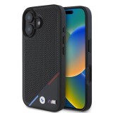 Husa pentru iPhone 16 - BMW Hardcase M Perforated Tricolor Line MagSafe (BMHMP16S23PUPDK) - Black