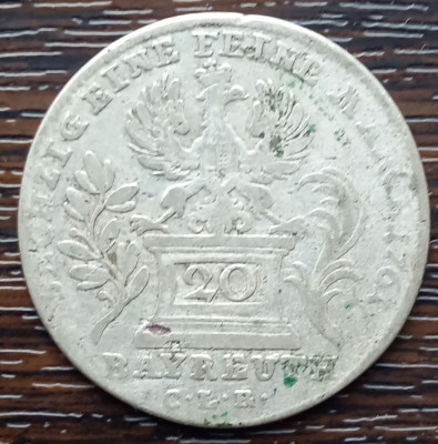 (A976) MONEDA DIN ARGINT GERMANIA - BRANDENBURG-BAYREUTH - 20 KREUZER 1764 foto