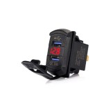 Mufa bord incarcator USB QC3.0 si voltmetru 12-24V