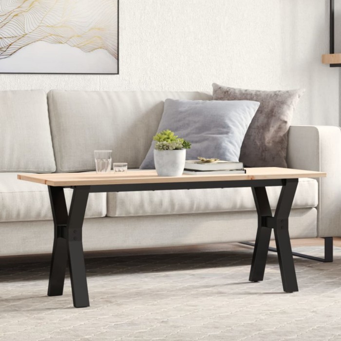 Gossi masa de cafea, cadru y, 110x40x45 cm, lemn masiv pin si fonta