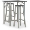 VidaXL Set mobilier de bar, 3 piese, negru, lemn și oțel 284396