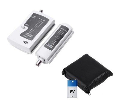 Tester cablu de retea LAN mufe RJ45 cu mufe BNC, baterie 9V si gentuta inclusa foto