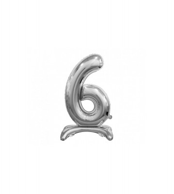 Balon folie stativ sub forma de cifra, argintiu 74 cm-Tip Cifra 6 foto