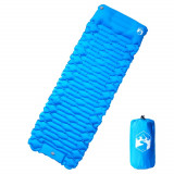 vidaXL Saltea de camping auto-gonflabilă, cu pernă integrată, albastră