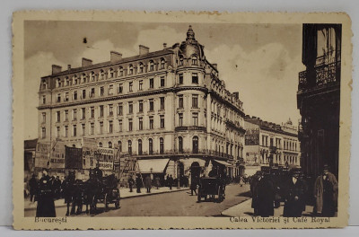 CALEA VICTORIEI SI CAFE ROYAL , BUCURESTI , CARTE POSTALA ILUSTRATA , 1915 foto