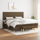 Cumpara ieftin Pat box spring cu saltea, maro &icirc;nchis, 200x200 cm, textil