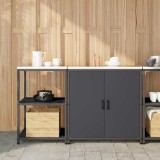 Set de depozitare pentru bucătărie cu raft cu depozitare cu ușă Ajustabil 2 pcs Antracit