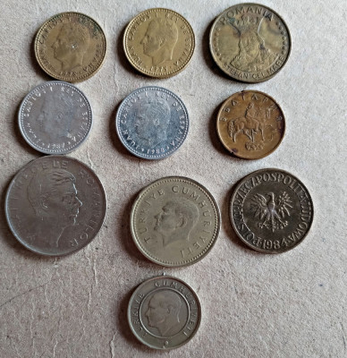 Lot 10 monede staine și romanesti circulate conform foto L6 foto