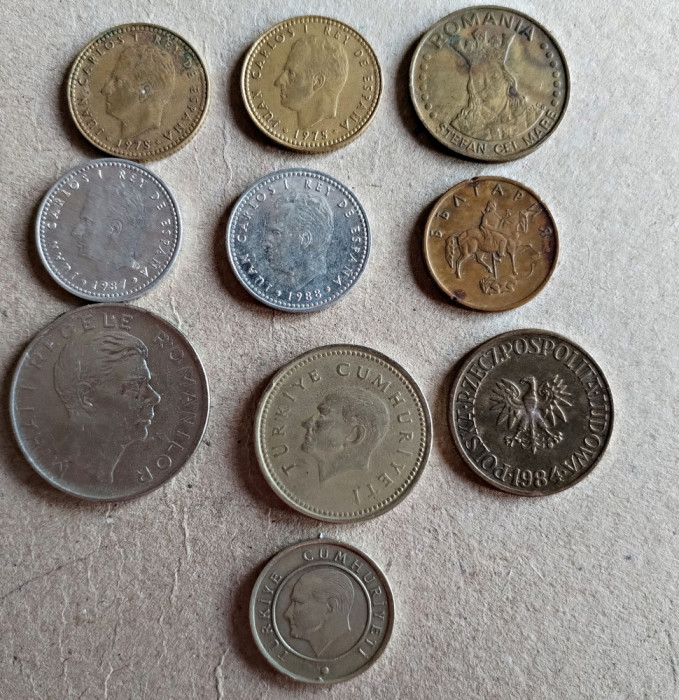 Lot 10 monede staine și romanesti circulate conform foto L6