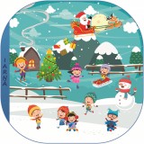 Sticker educativ - Peisaj de Iarna si Copii