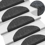 Cumpara ieftin Covorașe autocolante scări, 15 buc, 65 x 21 x 4 cm, gri &icirc;nchis, vidaXL