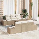 VidaXL Set de canapele pentru grădină 7 pcs Bej, crem 55 x 55 x 37 cm